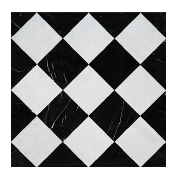 FSMF307 Marmo Scacchi in Bianco e Nero a Forma di Solido Disegno a Mosaico Pannello di Marmo a getto D'acqua