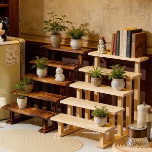 Solid Wood Multi Layer Shelf 5 Tier Countertop Plant Stand <b>Display</b> Rack For Desktop Organization Storage Unit - Product Image 1