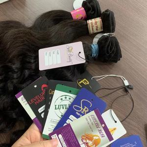 Tùy Chỉnh Logo Trang Phục Nhãn Quần Áo Giấy Treo Tag Sản Phẩm Nhãn Tóc Giả Gói Quấn Tóc Nối Treo Thẻ - Product Image 2