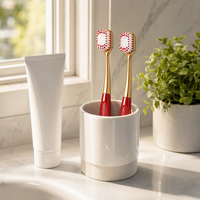 Ensemble de brosses à dents ergonomiques colorées tendance sans BPA avec poils en PBT pour les soins dentaires à domicile en famille