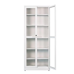 Librería Moderna de Acero, Vitrina de Pared para Sala de Estar, Puertas Batientes de Vidrio, Gabinetes Metálicos, Muebles para el Hogar - Product Image 3