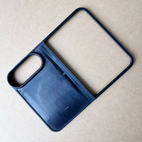 Coque de téléphone hybride 2-en-1 en PC et TPU avec rainures de 1 mm pour iPhone Duo, noire, pour personnalisation DIY avec application de cuir