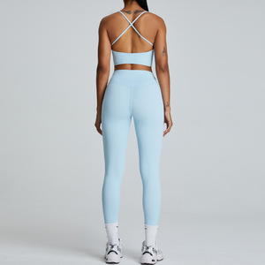 Ensemble de vêtements de yoga pour femmes grande taille pour l'été, taille haute, respirant, léger, pour la salle de sport et le fitness, 2 pièces - Product Image 4