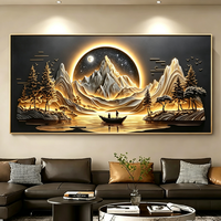 Décoration de chambre 3D en gros, paysage élégant et atmosphérique, idéal pour hôtel et bureau, peinture décorative en porcelaine de cristal