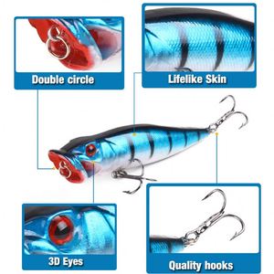 เหยื่อปลอมแบบ Popper ขนาด 9 ซม. น้ำหนัก 12.5 กรัม สำหรับตกปลาแบบ Shallow Swimbait และ Crankbait ตา 3 มิติ เหยื่อแข็งสำหรับตกปลา ปลากระพง ปลาทะเล - Product Image 3