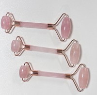 Herramientas de masaje facial de cuarzo rosa de alta calidad 100% rodillo de piedra Natural masajeador rodillo de Jade