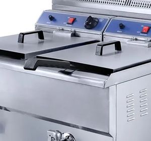 Máquina para asar pollo Broaster Freidora <span class=keywords><strong>a</strong></span> presión 2 tanques 2 cestas Freidora de gas Motor de llave de acero caliente Inoxidable largo - Product Image 1