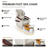 Fauteuil de pédicure avec bassin doré, dossier souple, plateaux latéraux et base lumineuse pour salon de manucure, mobilier OEM ODM en gros