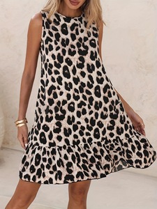 Nuevo vestido de chaleco de verano elegante sin mangas con estampado de leopardo, a la moda y adelgazante. - Product Image 3