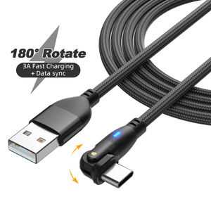 Gran oferta, actualización de carga rápida, flexión, rotación de 180 grados, ángulo recto, Android iOS tipo C, Cable de carga rápida Micro USB, Cable de datos - Product Image 1