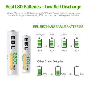 Logo Brand Custom 2300mAh 1100mAh Nimh 1.2v batterie ricaricabili AA batteria Nimh