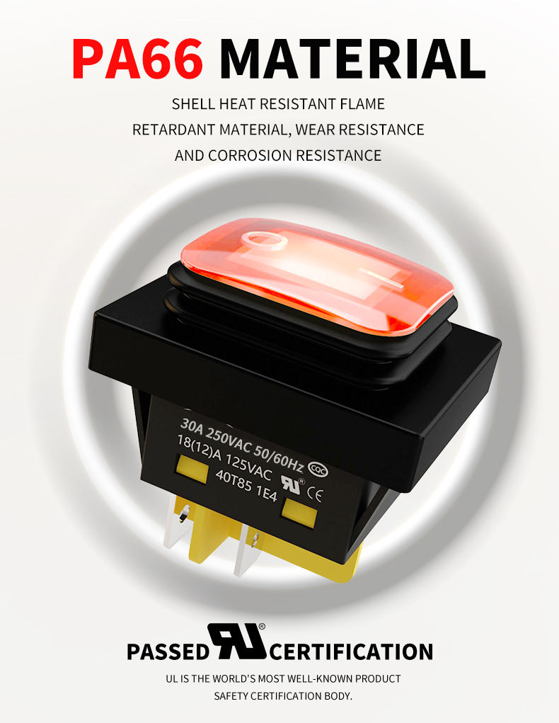 FILN KCD4 Waterproof 6A/20A/30A 250VAC LED Illuminated Rocker Switch UL Certified On-Off Switch for 12V Systems