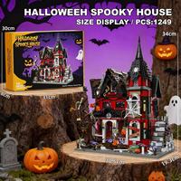 Mainan Bata Susun Plastik DIY Model Kit, Cocok untuk Adegan Natal, Rumah Seram Halloween, Set Blok Bangunan untuk Anak-Anak, Promo Hot Sale