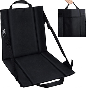 Outdoor Folding Padded <strong>Floor</strong> <strong>Chair</strong> <strong>with</strong> <strong>Back</strong> <strong>Support</strong>, Storage Pocket &amp; Adjustable Strap - Product Image 1