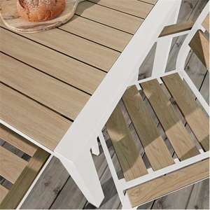 Ensemble de mobilier de <span class=keywords><strong>jardin</strong></span> AJUNION en <span class=keywords><strong>plastique</strong></span> et bois, structure en aluminium, mobilier d'extérieur, table à manger carrée et 4 fauteuils - Product Image 3