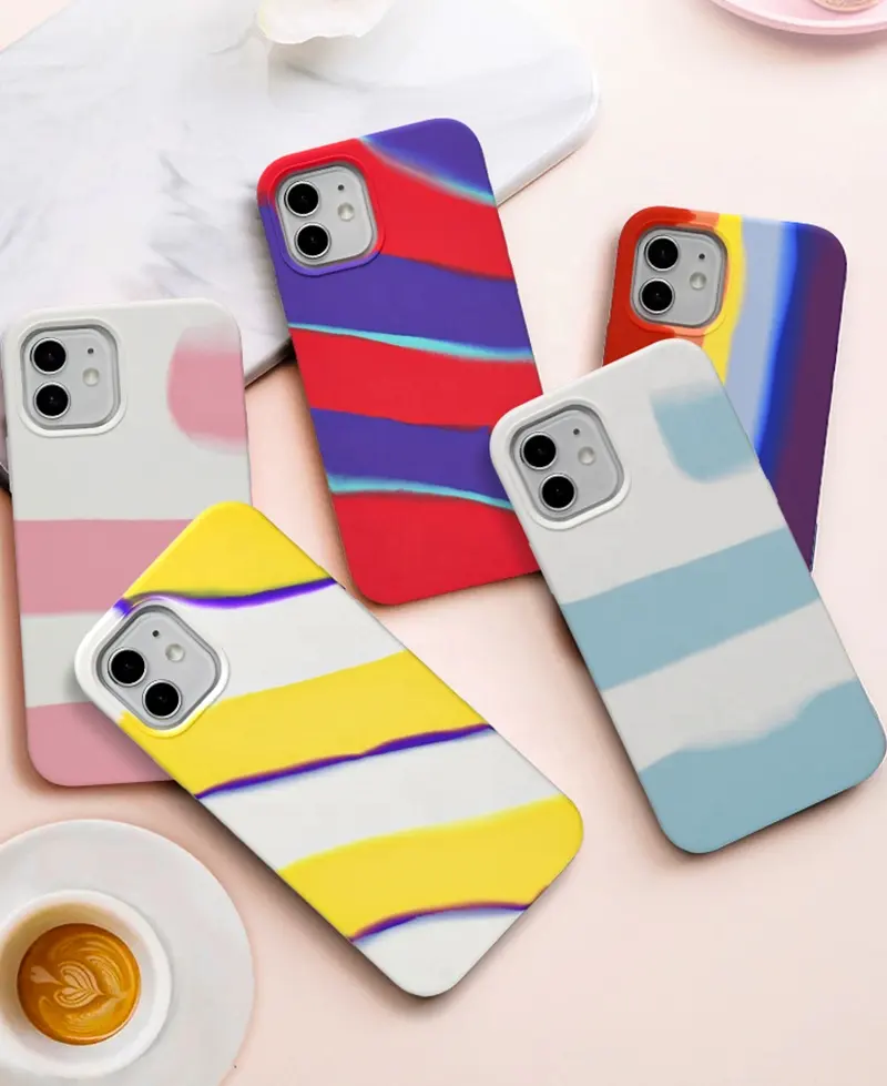 Casing Ponsel Cair Silikon Pelangi, Casing Ponsel Desain Baru Kualitas Terbaik untuk Iphone 11 12 Pro Max 13 Pro Max 2021