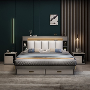 Cama Premium <span class=keywords><strong>de</strong></span> Estilo Simple con Estructura Silenciosa para Habitaciones <span class=keywords><strong>de</strong></span> Hoteles Boutique y Apartamentos Urbanos - Product Image 1