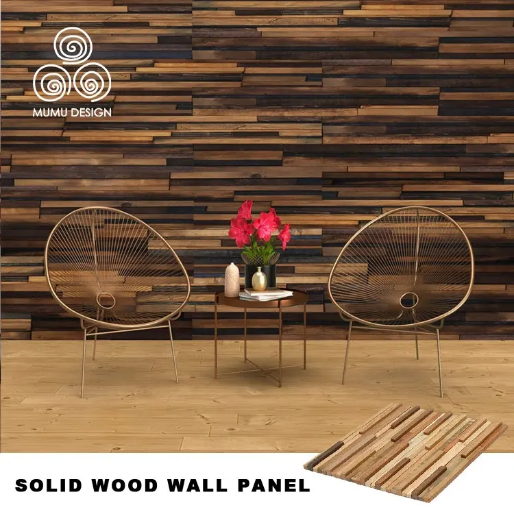 MUMU Easy DIY Art Brick Backdrop 3D Wood Wall Panel Cladding Wooden Mosaic For Decorative Tiles