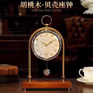 American Style Table <b>Clock</b> Round Pendulum <b>Battery</b> Powered Living Room Decor 2025 New Desktop <b>Clock</b> - Product Image 4