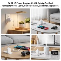 Cargador con Certificación UL, Especificaciones Estadounidenses, 5V 3A, Entrada 100-240V, Cabezal de Carga USB Estándar Estadounidense, Lámpara de Escritorio LED, Lámpara de Cultivo de Plantas, Adaptador de Corriente de 15W