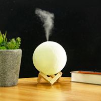 Lampe lunaire 3D grande capacité, humidificateur d'air, diffuseur d'huiles essentielles USB avec support en bois, veilleuse, accepte le logo personnalisé