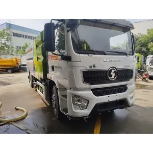 China Shacman 8tons Washing Sweeper Vehicle 16cbm Street Sweeping Vacuum Truck for Road Cleaning
