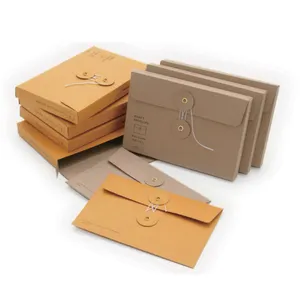 Wholesale Vintage Kraft Paper Envelope bind Style Wallet Envelope custom Letter Writing Envelope