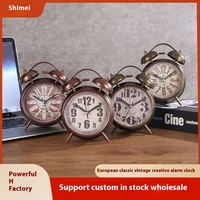 Réveil Classique Européen Moderne à Double Cloche, Petit Réveil Mécanique à Quartz avec Fonction Snooze, en Métal Peint, Design Créatif, Idéal pour un Cadeau