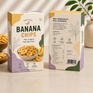Boîtes rigides écologiques personnalisées pour l'emballage alimentaire des chips de banane avec carton ivoire - Product Image 1