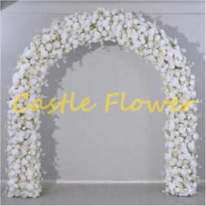 H-406 grande lune en métal blanc Rose porte fête de mariage promenade à travers le cadre d'arche de fleurs debout libre - Product Image 5