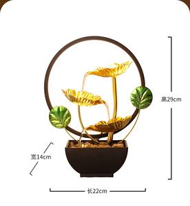 <span class=keywords><strong>Fontaine</strong></span> d'eau de table à 3 niveaux en feuille d'or avec lumière jaune chaude, <span class=keywords><strong>fontaine</strong></span> circulante en métal Feng Shui pour la décoration zen de la maison - Product Image 5