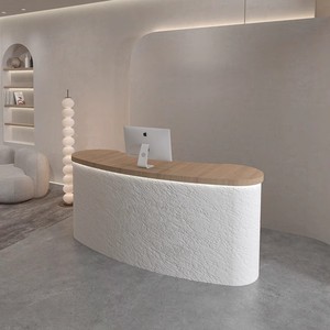 Escritorio de <span class=keywords><strong>recepción</strong></span> MDF de piedra imitación moderno con luz LED para salón de belleza pequeño, tienda de <span class=keywords><strong>peluquería</strong></span>, <span class=keywords><strong>Mostrador</strong></span> de Bar y uso en Hotel - Product Image 3