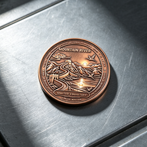 Barra de lingotes de cobre fino .999 de 1 onza con paisaje de montaña y río de la Gran Muralla China, medalla redonda de cobre fino de alto relieve para entusiastas de las monedas - Product Image 4