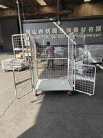 Chariot industriel pliable à quatre roues en acier, structure de conteneur de stockage, capacité de charge de 500 kg pour entrepôt
