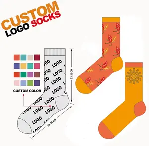Socks Customized Made Embroidered Design Your Own Pattern Cotton Crew Women Custom Sock With Logo Custom Socks