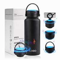 Botol Minum Olahraga Custom Vacuum Flask Travel 18oz 32oz Stainless Steel Gym Tumbler Dinding Ganda Terisolasi dengan Speaker