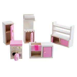 Toptan ahşap bebek evi mutfak mobilyası-Oyna Pretend Mini mobilya çocuk mutfak seti ahşap Mini mobilya bebek evi çocuklar için eğitici oyuncaklar