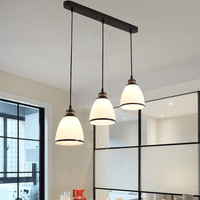 Lustre LED en fer et verre de style rustique américain, finition noire, design personnalisé à trois têtes pour salle à manger, éclairage de restaurant
