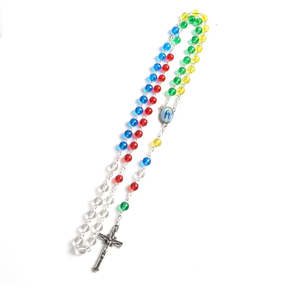 Collier de prière missionnaire en verre à cinq couleurs avec croix - Product Image 4