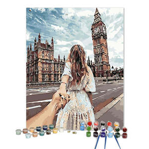 Kit de peinture par numéros DIY <span class=keywords><strong>pour</strong></span> adultes, paysage de Londres et de Paris, 40x50cm, toile acrylique, peinture artistique <span class=keywords><strong>pour</strong></span> la décoration de la maison et du salon - Product Image 2