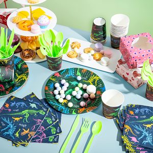 Kit per Festa di Compleanno a Tema Dinosauri con Decorazioni Jungle Dino e Striscione Personalizzato per il Primo Compleanno dei Ragazzi - Product Image 2
