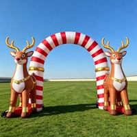 Arche de Noël gonflable publicitaire OEM en PVC durable, motif Bonhomme de neige et Père Noël, plus de 3,6 m de haut, pour l'entrée