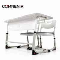 Ensemble de bureau et chaise d'école ergonomique pour deux élèves, hauteur réglable, mobilier de classe pour enfants et adolescents