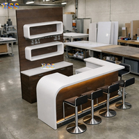 Idées de design de bar à domicile de luxe, comptoir de bar en Corian blanc sur mesure de qualité supérieure, design moderne en forme de L, ensemble de comptoirs pour restaurant, café, bar