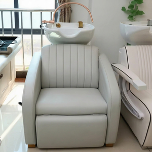 Cama de Champú Semi-reclinable de Cerámica para el Cuidado del Cabello, Silla de Peluquería, Salón de Belleza, Barbería - Product Image 1