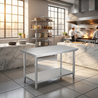 Table de travail industrielle en acier inoxydable pour hôtel, restaurant, cuisine commerciale