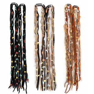 Extensiones de Cabello con Clip Estilo Bohemio, Fibra de Alta Temperatura, Multicolor, con Pequeñas Flores y Borlas Largas, Trenzadas - Product Image 3
