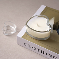 Contenant à bougie en verre transparent en forme de cœur, 6 onces, avec couvercle hermétique, pour cadeau romantique et fabrication de bougies DIY