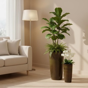 Maceta Grande de Cerámica con Acabado Esmaltado, Duradera, para Suculentas, Uso Interior/Exterior, Jardinería, Hogar - Product Image 1