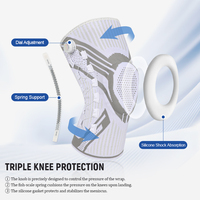 KS-2380 # Genouillère de compression tricotée avec système de réglage rotatif, stabilisateurs latéraux et ressorts en silicone pour le sport